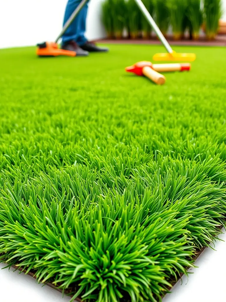 A photo of Green Systems Inc. team installing new sod, ensuring seamless edges and a level surface for a lush, green lawn.